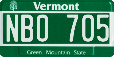 VT license plate NBO705