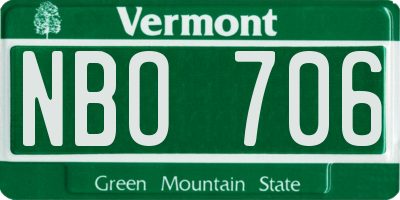 VT license plate NBO706