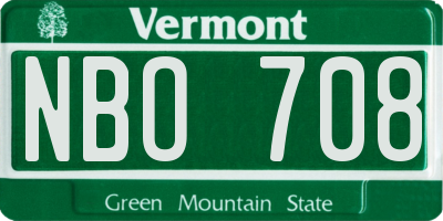 VT license plate NBO708