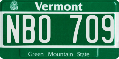 VT license plate NBO709