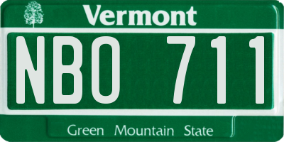 VT license plate NBO711