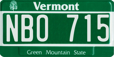 VT license plate NBO715