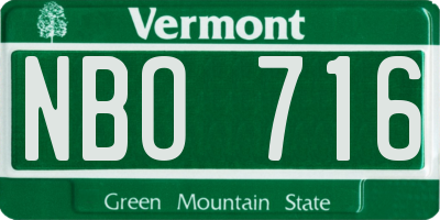 VT license plate NBO716