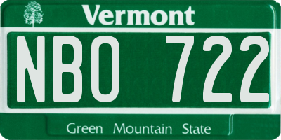 VT license plate NBO722