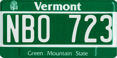 VT license plate NBO723