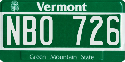 VT license plate NBO726