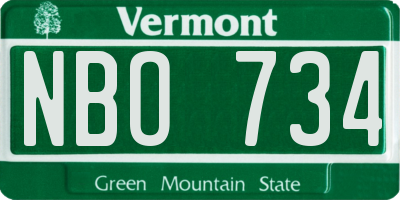 VT license plate NBO734
