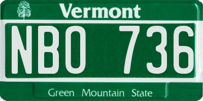VT license plate NBO736