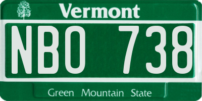VT license plate NBO738