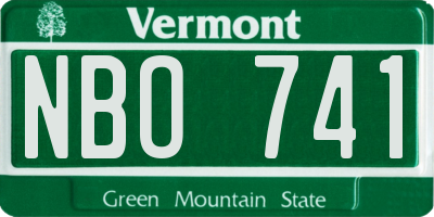 VT license plate NBO741