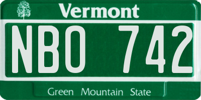 VT license plate NBO742