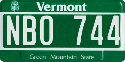 VT license plate NBO744