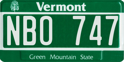 VT license plate NBO747