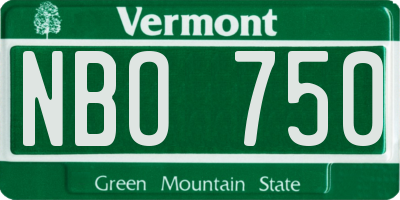VT license plate NBO750