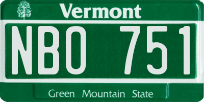 VT license plate NBO751