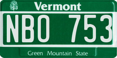 VT license plate NBO753