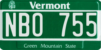 VT license plate NBO755