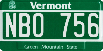 VT license plate NBO756