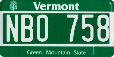 VT license plate NBO758