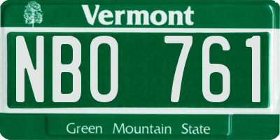 VT license plate NBO761