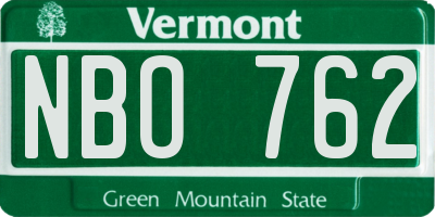 VT license plate NBO762