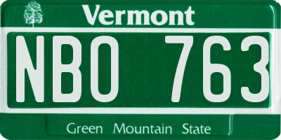 VT license plate NBO763