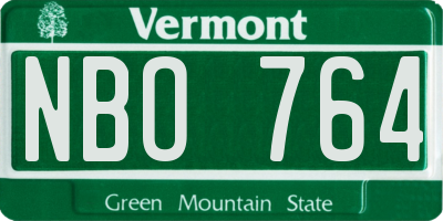 VT license plate NBO764