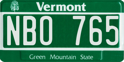 VT license plate NBO765
