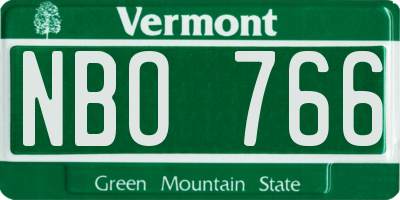 VT license plate NBO766