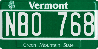 VT license plate NBO768