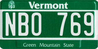 VT license plate NBO769