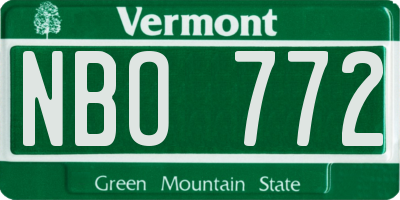 VT license plate NBO772