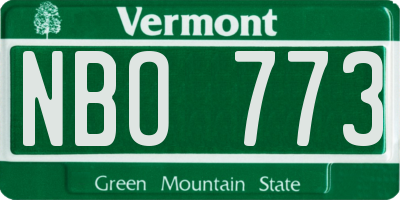 VT license plate NBO773