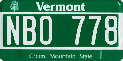 VT license plate NBO778