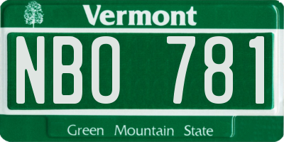 VT license plate NBO781