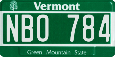 VT license plate NBO784