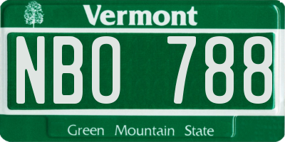 VT license plate NBO788