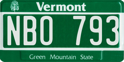 VT license plate NBO793