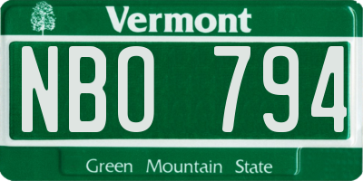 VT license plate NBO794