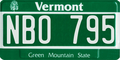 VT license plate NBO795