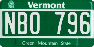 VT license plate NBO796