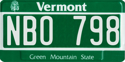 VT license plate NBO798