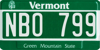 VT license plate NBO799