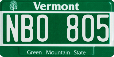 VT license plate NBO805