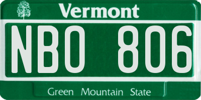 VT license plate NBO806