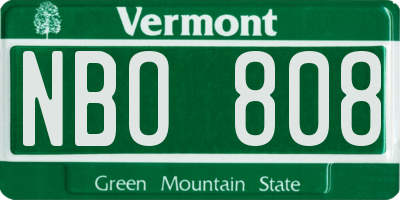 VT license plate NBO808