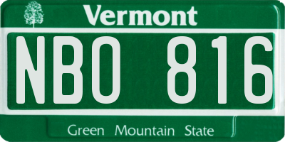 VT license plate NBO816