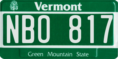 VT license plate NBO817