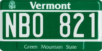 VT license plate NBO821
