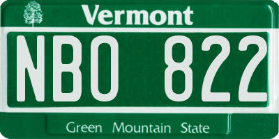VT license plate NBO822